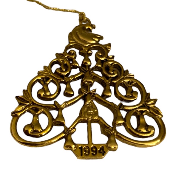 24K Gold Wash Partridge in a Pear Tree 1994 Pear Bureau USA Christmas Ornament - Picture 1 of 5